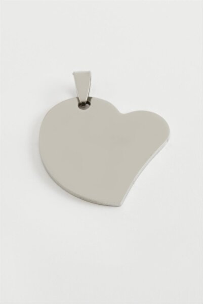 ZERO LAND Ilkeshop Heart Name Engravable Steel Pendant 3.5 (104041) Cm-Silver...