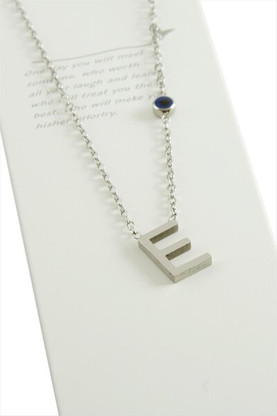 ZERO LAND Ilkeshop Silver Color Lettered (100239) Steel Necklace-E