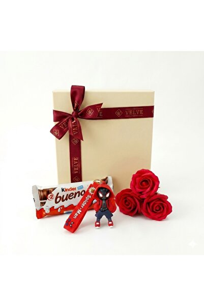 velve Set pentru copii Joy Box Spider-Man, breloc figurina, 3 trandafiri rosi...