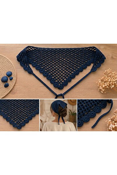 NİLLS Renkli File Model Bandana, El Yapımı Örgü Bandana Yazlık Bohem Bandana ...