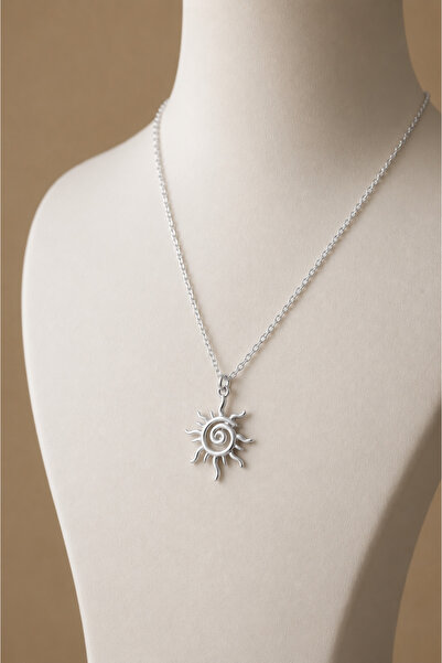 Auryne Jewelry Spiral Güneş Kolye 14 Ayar Altın Kaplama Yaz Temalı Şık Tasarı...