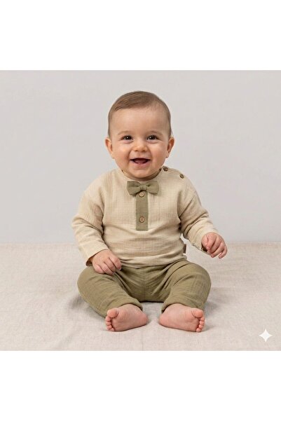 mandalinsbaby Baby Boy's Muslin Suit with Bow Tie