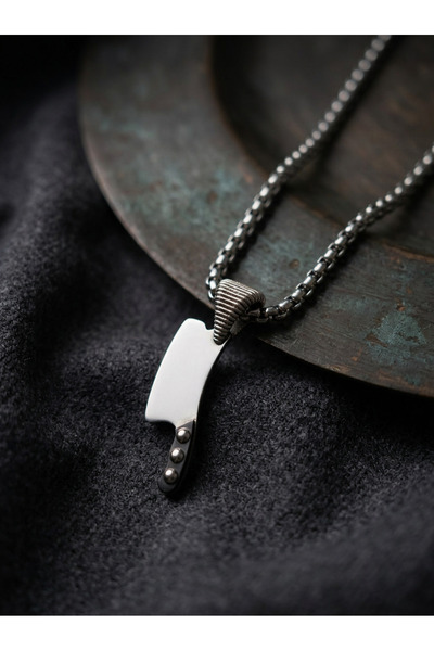 Velcari Minimalist Style Stainless Steel Men's Necklace with Knife Figure