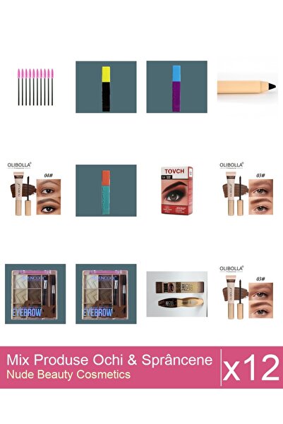 Makeup Set Mix 12 produse Rimel Sprancene: Rimel sprancene Olibolla #03 Aubur...