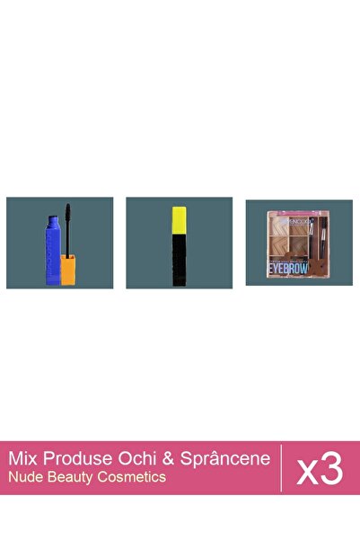 Makeup Set Mix 3 produse Rimel Sprancene: Rimel Ushas , Negru, Fard de spranc...