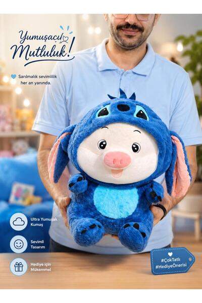 onestophube Sitch Kostümlü Sevimli Mini Domuz Peluş Oyuncak 50 Cm
