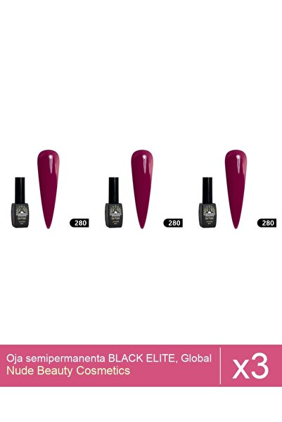 Makeup Set 3x Oja semipermanenta BLACK ELITE, Global Fashion 8 ml,280
