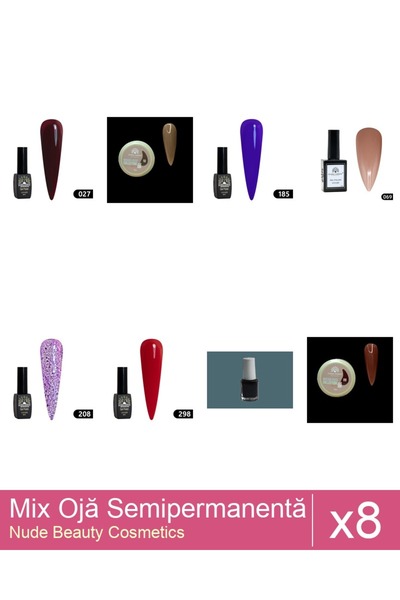 Makeup Set Mix 8 produse Nail Oja: Oja semipermanenta Black Elite, Global Fas...