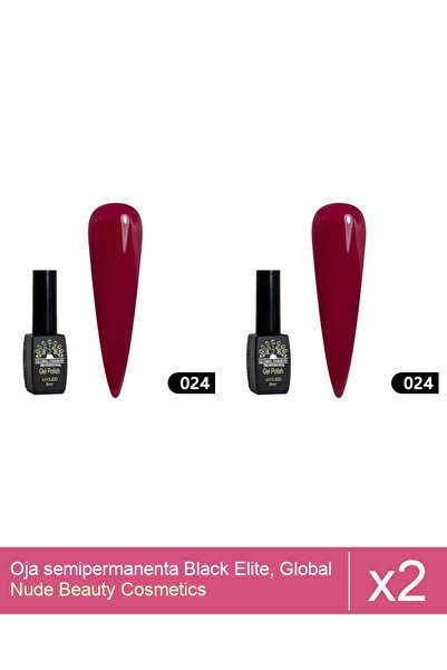Makeup Set of 2x Black Elite semi-permanent nail polish, Global Fashion 8 ml,024