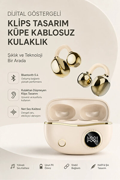 RoseandRoses Dijital Göstergeli Klips Tasarım Küpe Kablosuz Kulaklık