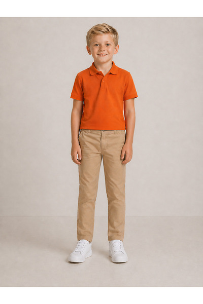 LC Waikiki Nevavm Farkıyla Kids Polo Neck Basic Short Sleeve Girls' T-Shirt