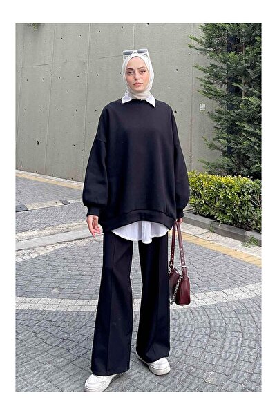 LC Waikiki Nevavm Farkıyla Jasmin Oval Collar Oversize Sweat Black