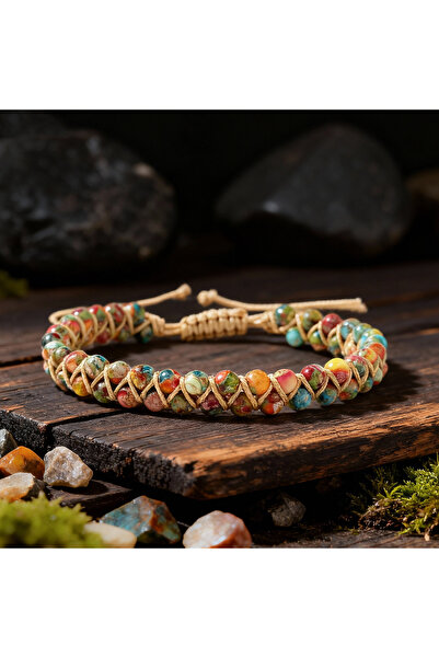 Choice1 1 Bohemian Natural Stone Bracelet For Women Braided Rope Emperor Ston...