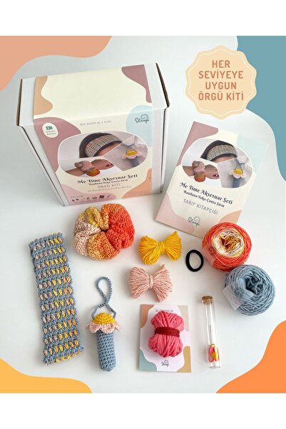 Sloop Me Time Aksesuar Seti Örgü Kiti (3 Parça: Bandana, Toka, Çanta Süsü) - ...