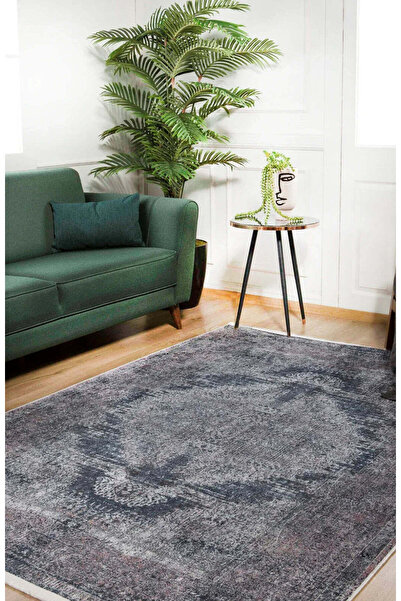 halinet Halı.Net Anthracite Modern Washable Non-Slip Living Room Carpet Haln-...