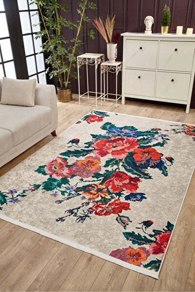 halinet Halı.Net Red Modern Washable Non-Slip Living Room Carpet Haln-Hln2000