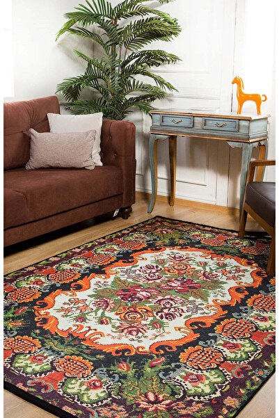 halinet Halı.Net Black Classic Washable Non-Slip Living Room Carpet Haln-Hln151
