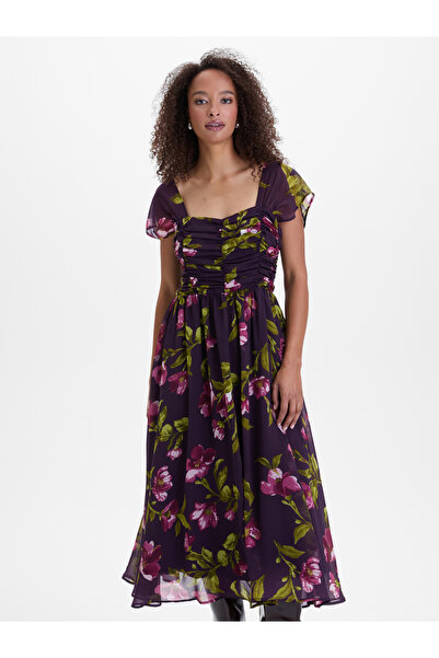 ORSAY Rochie midi mov de damă cu imprimeu floral