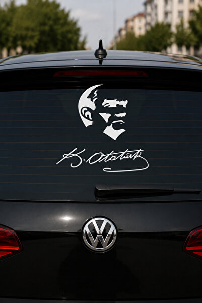 Organizasyon Pazarı White Ataturk Signature Car Motorcycle Windshield Sticker...