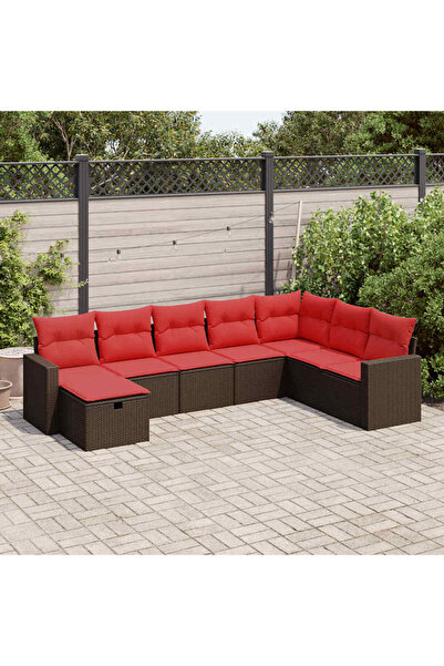 vidaxl Set canapele de gradina cu perne, 8 piese, maro, poliratan