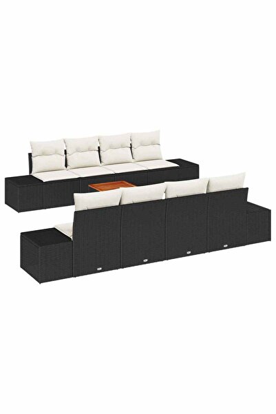vidaxl Set de canapele pentru gradina 9 pcs Negru È™i Crem poliratan
