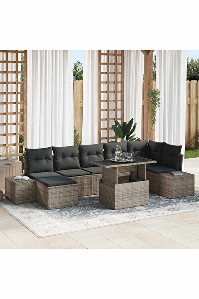 vidaxl Set de canapele pentru gradina 8 pcs Gri Rattan poli