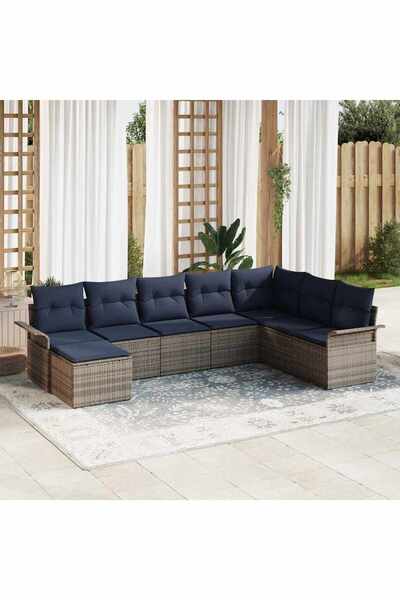 vidaxl Set de canapele pentru gradina 8 pcs Gri deschis Rattan poli