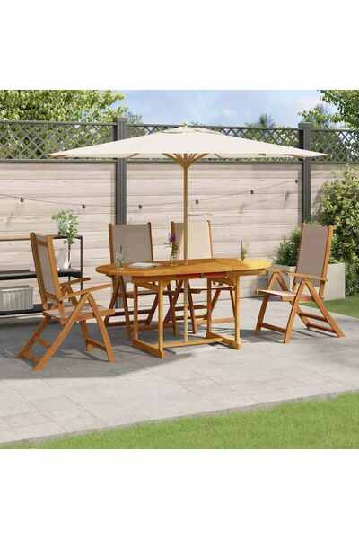 vidaxl Set mobilier de gradina, 5 piese, lemn masiv acacia/textilena