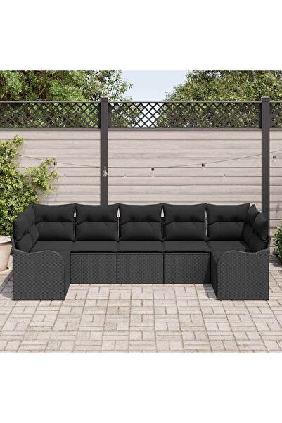 vidaxl Set de canapele pentru gradina Negru poliratan