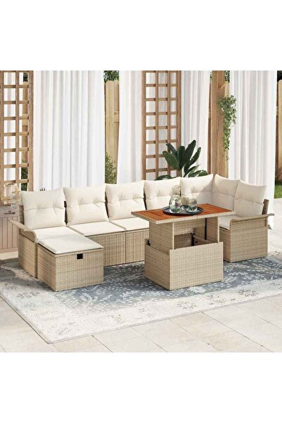 vidaxl Set de canapele pentru gradina 8 pcs Bej poliratan