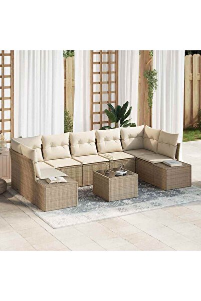 vidaxl Set de canapele pentru gradina 8 pcs Bej È™i crem poliratan