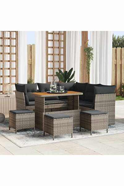 vidaxl Set de canapele pentru gradina 9 pcs Gri poliratan