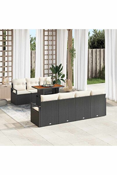 vidaxl Set de canapele pentru gradina 8 pcs Negru Rattan poli