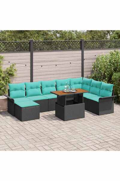 vidaxl Set de canapele pentru gradina 9 pcs Negru Rattan poli