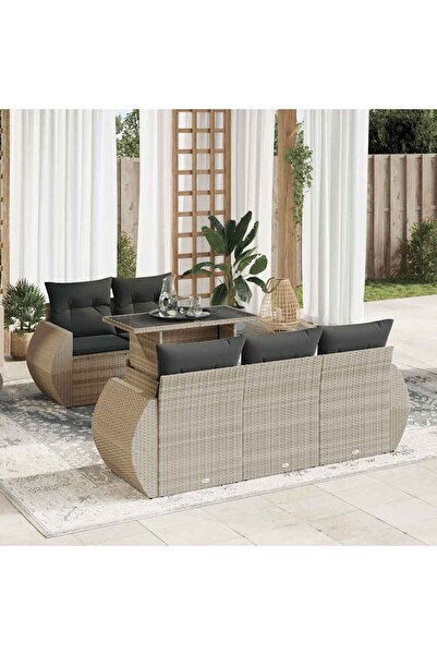 vidaxl Set canapele de gradina cu perne, 6 piese gri deschis poliratan
