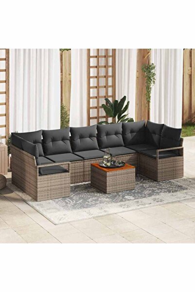 vidaxl Set de canapele pentru gradina cu perna 8 pcs Gri poliratan