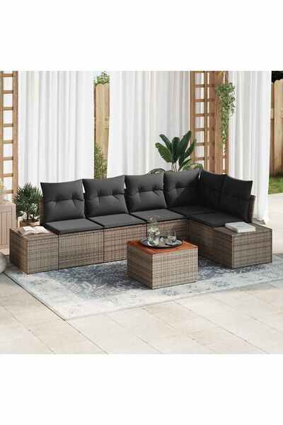 vidaxl Set de canapele pentru gradina cu perna 6 pcs Gri poliratan