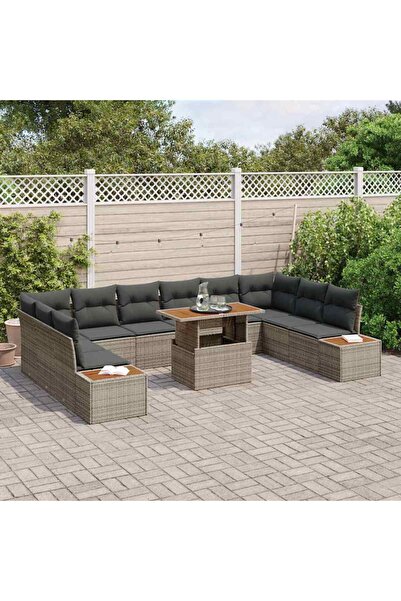 vidaxl Set de canapele pentru gradina 11 pcs Gri Rattan poli