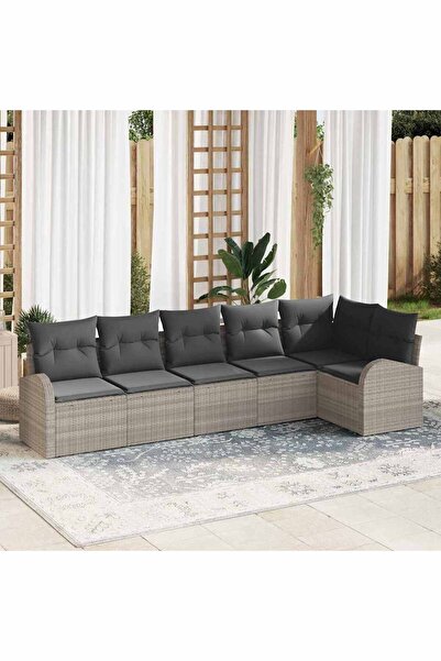 vidaxl Set de canapele pentru gradina 6 pcs Gri deschis Rattan poli