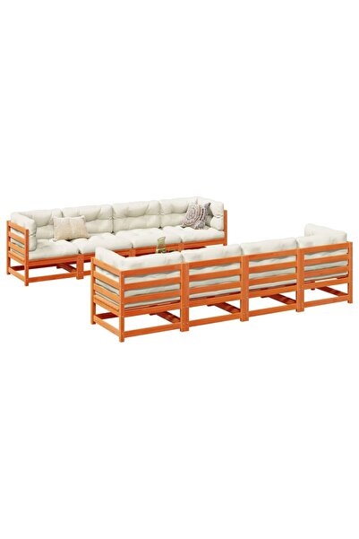 vidaxl Set mobilier de gradina cu perne, 9 piese, lemn masiv de pin
