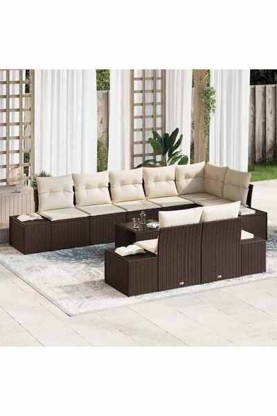 vidaxl Set de canapele pentru gradina 9 pcs Maro È™i Crem poliratan