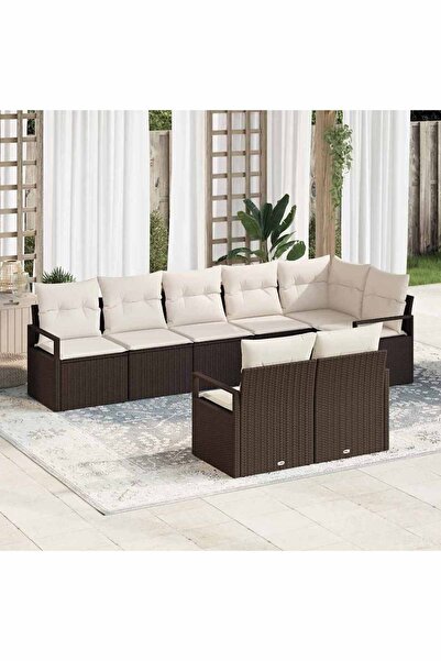 vidaxl Set de canapea 8 pcs Maro poliratan