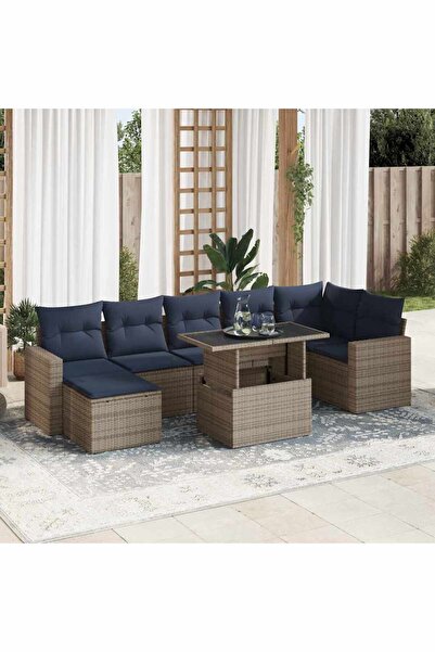vidaxl Set canapele gradina cu perne 8 piese gri poliratan/lemn acacia