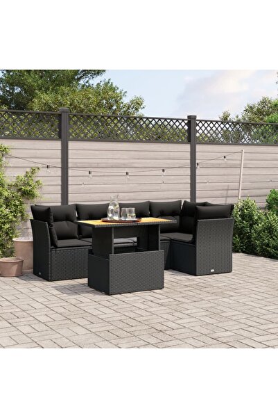 vidaxl Set mobilier de gradina cu perne, 5 piese, negru, poliratan