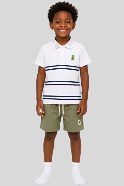 Haribo Boy's Gummy Bear Embroidered Polo Collar T-Shirt and Shorts Set