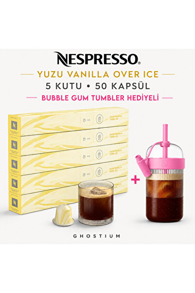 Nespresso Yuzu Vanilla Over Ice 50 Kapsül + Bubble Gum Tumbler Hediyeli I Gho...