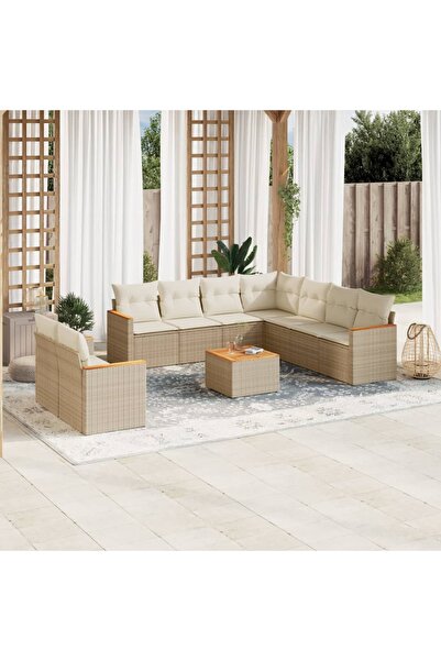 vidaxl Set canapele de gradina cu perne, 10 piese, bej, poliratan