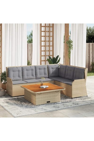 vidaxl Set mobilier de gradina cu perne, 5 piese, bej, poliratan
