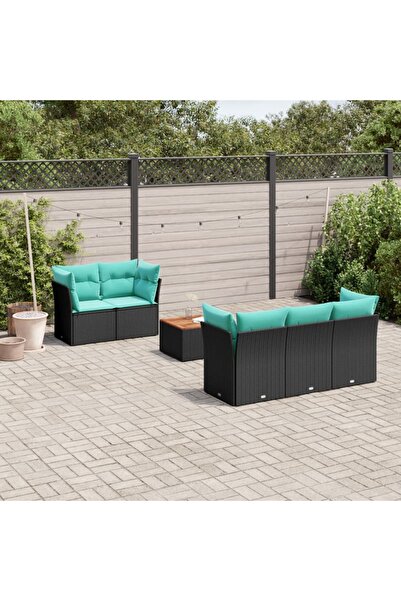 vidaxl Set canapele de gradina cu perne, 6 piese, negru, poliratan