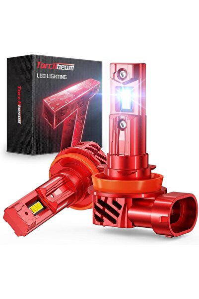 Torchbeam Becuri LED H11 100W 24000LM, Alb rece 6500K (800% intensitate lumin...